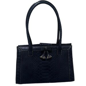 EUC Navy Blue Faux Crocodile Mini Shoulder Bag Vintage Liz Claiborne